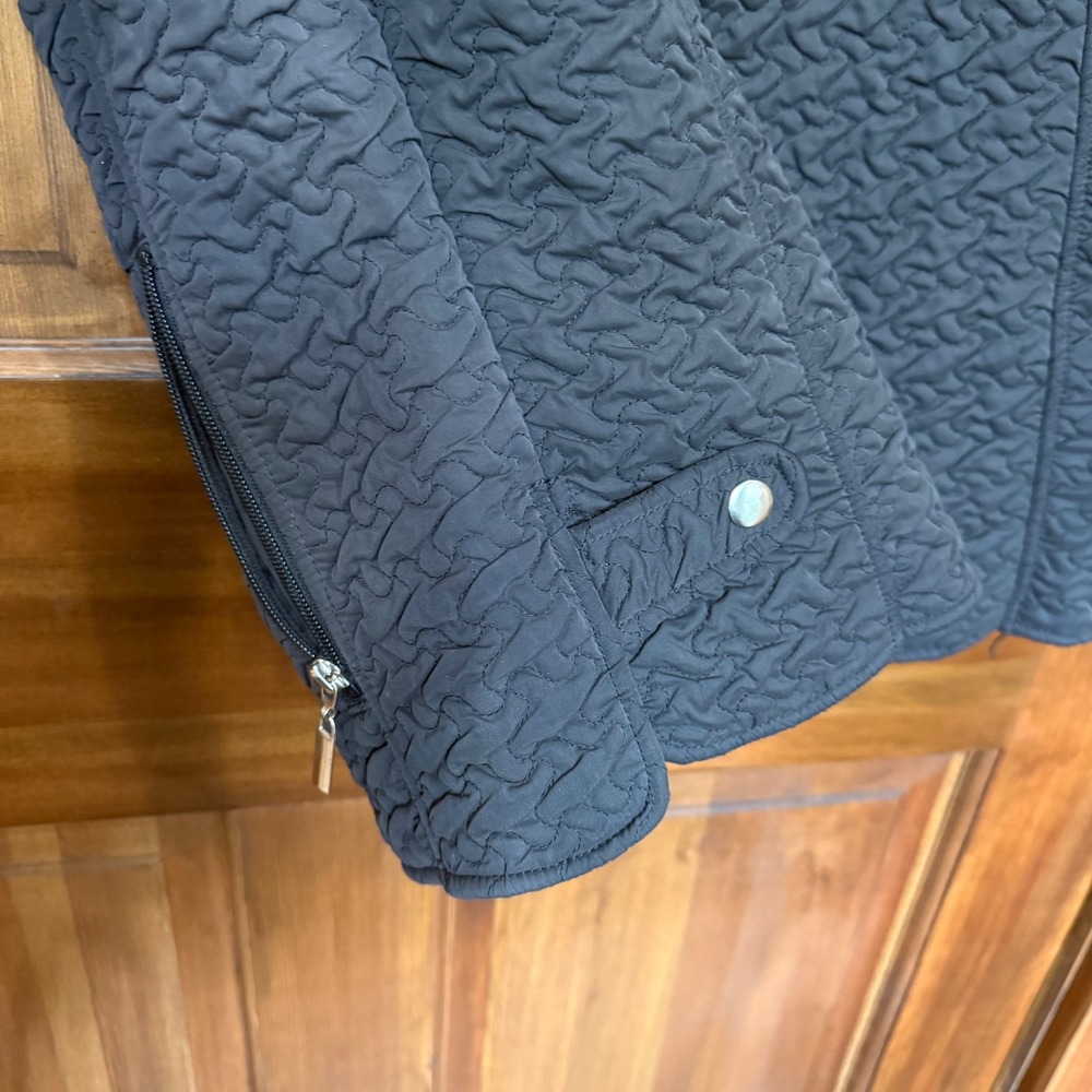 Robert Kitchen Women Textured Quilted Faux Fur Lined Vest Black Gray Medium - Picture 5 of 10